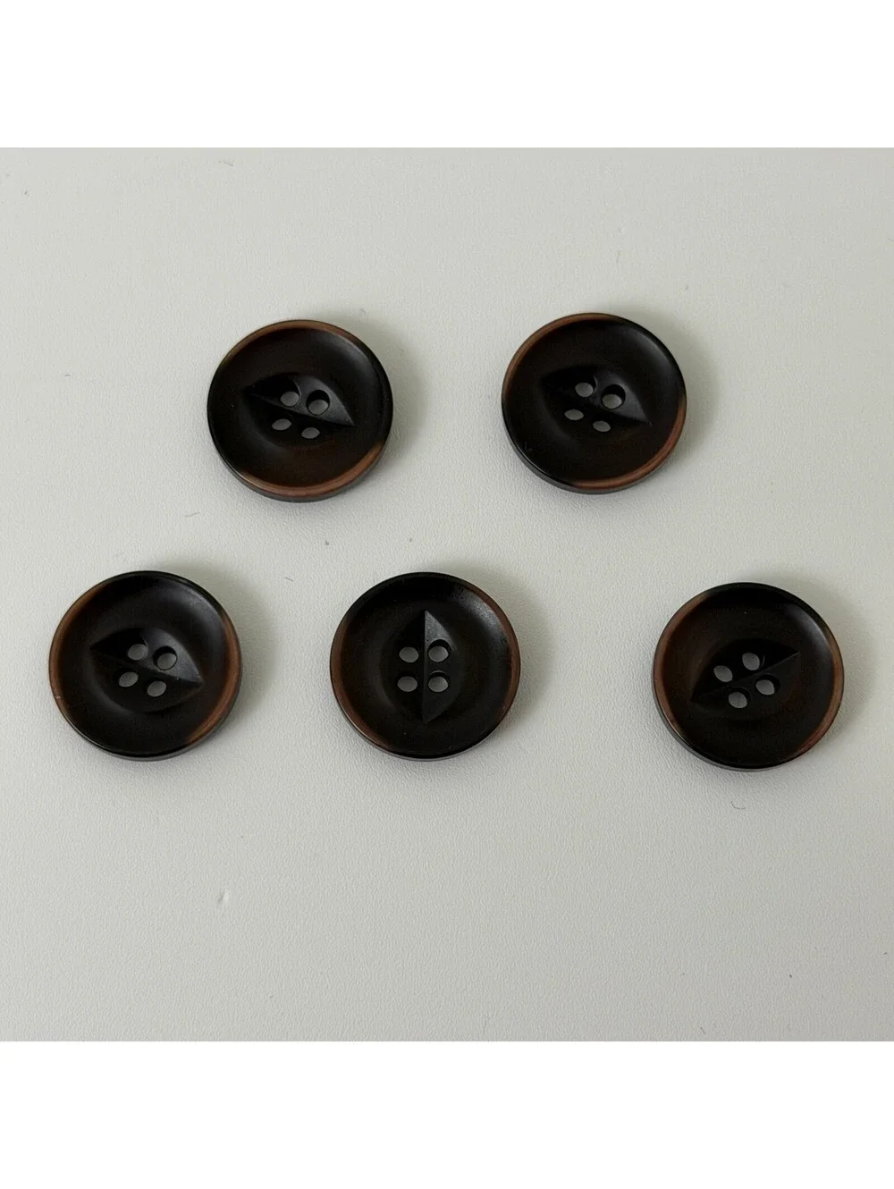 Lot of 5 Dark Brown / Light Brown 4-Hole Buttons 1.8 cm Coat Jacket Sewing